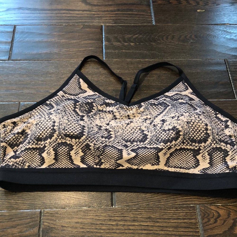 Athletic Works Snake Print Sports Bra in Black and Cream
